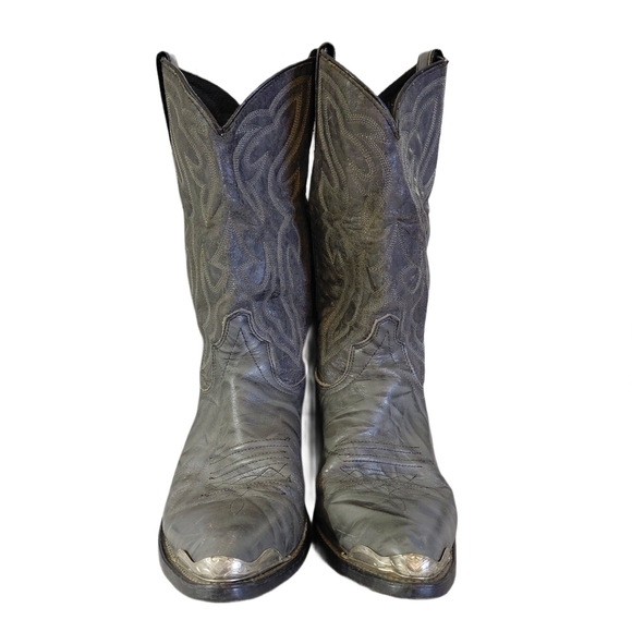TEXAS Cowboy Boots Men\'s Gray Leather Western Boots Size 10 M main image 12